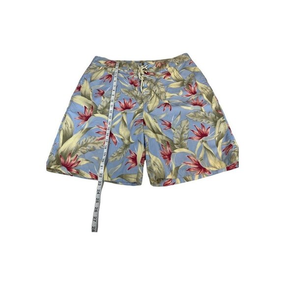 Nautica Men 38W Swim Trunks Board Shorts Tropical Print Key Pocket Blue Draw Str - Picture 3 of 5